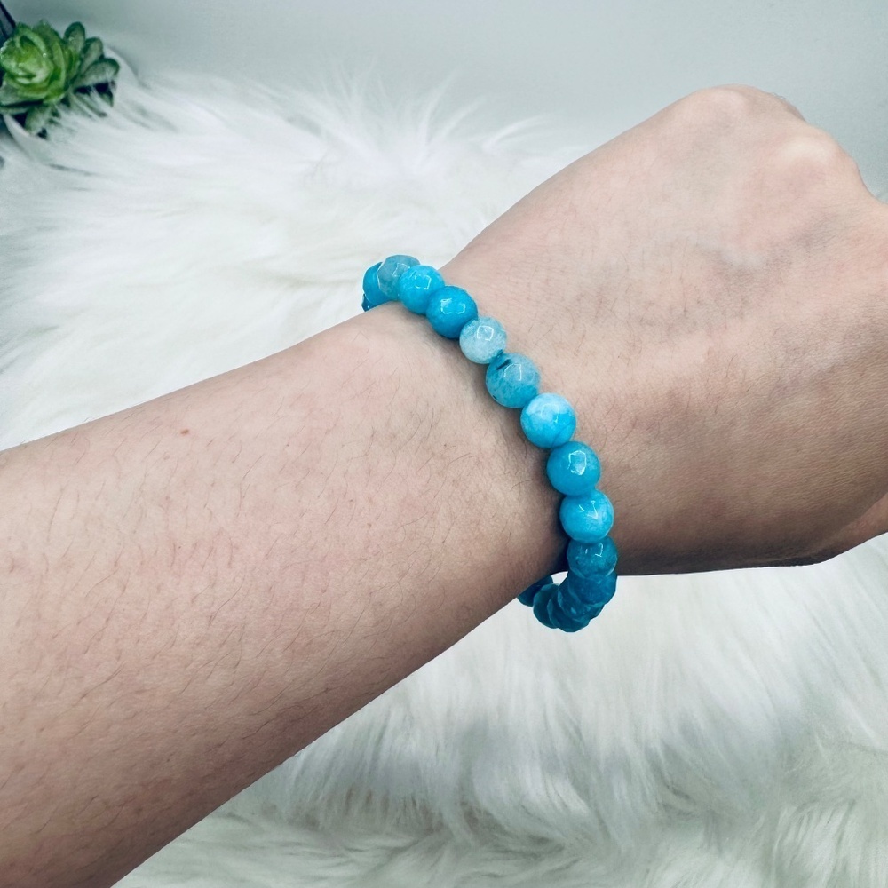 Aqua Natural Stone Beaded Bracelet - Picture 2 of 5